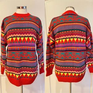 Vintage Averroe Colorful Holiday Christmas Sweater Size L